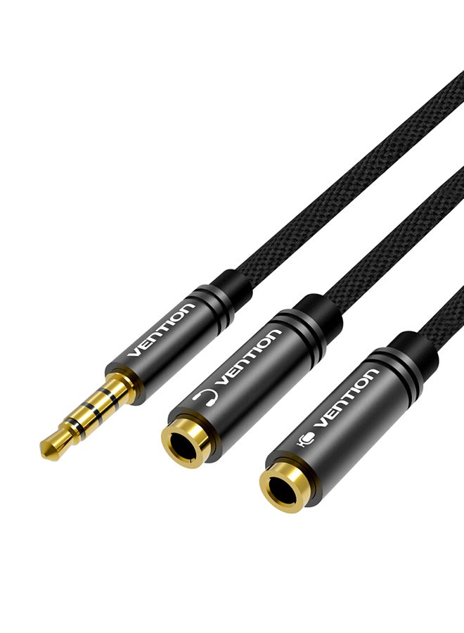 VENTION 3.5mm Male To 2 Port Female Audio Stereo Extension Cable Black - Image 1