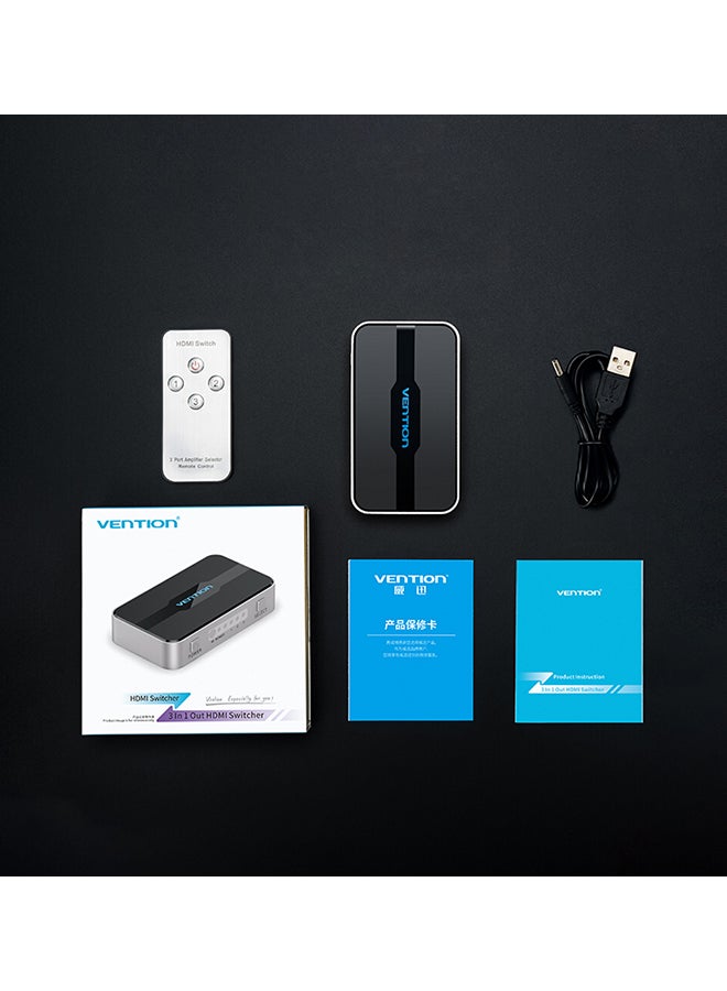 فينشن مُشغِّل HDMI أنثى ‏3 في 1 مزوَّد بتقنية نقل الإشارة التباينية المصغرة بدقة 4K و1080P أسود/ أبيض - Image 4