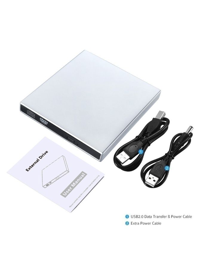 USB 2.0 Slim External Optical Drive Silver - Image 2