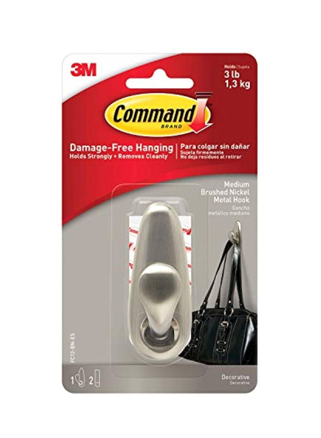 3M Command Damage Free Metal Hook Silver - Image 1