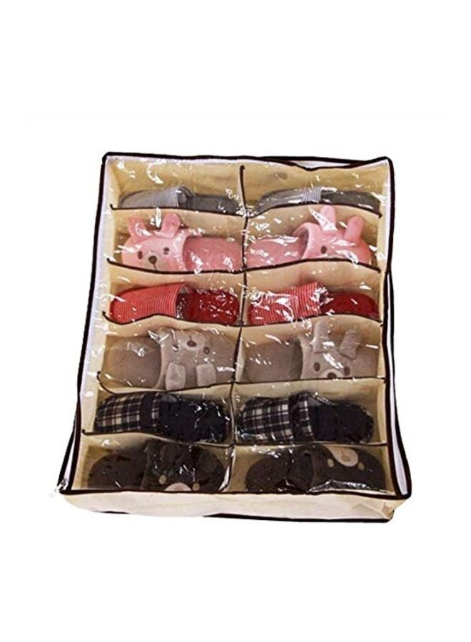 Zipper Shoe Organizer Brown/Black 2.9x12x8inch - Image 3