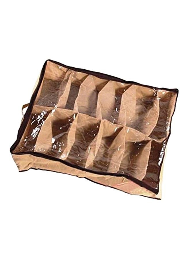 Zipper Shoe Organizer Brown/Black 2.9x12x8inch - Image 1