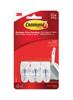 3M 3-Piece Small Wire Hooks Set White/Silver 