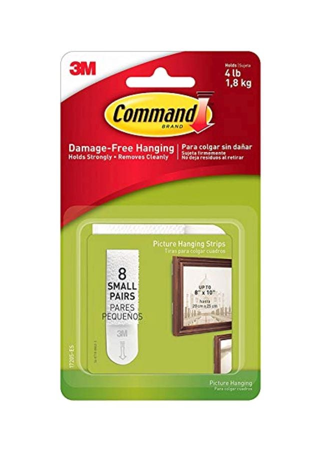 Command 8-Piece Picture Hanging Strip White 1x4x7centimeter