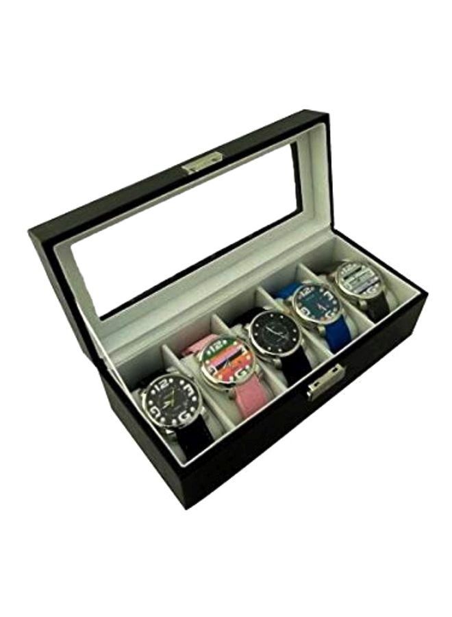 Leather Watch Organizer Black/Clear 26x11x9cm