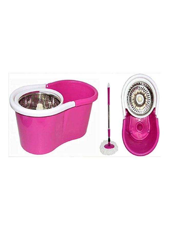 2-Piece 360 Degree Spin Mop With Bucket Set Purple/Silver/White - Image 2