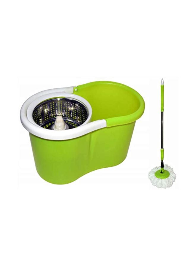 ممسحة دوّارة مستديرة الشكل مع دلو أخضر / أبيض / فضي - Image 1