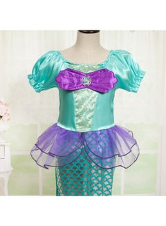 PEOK Bowknot Pattern Mermaid Fashion Party Dress Green  - Image 3