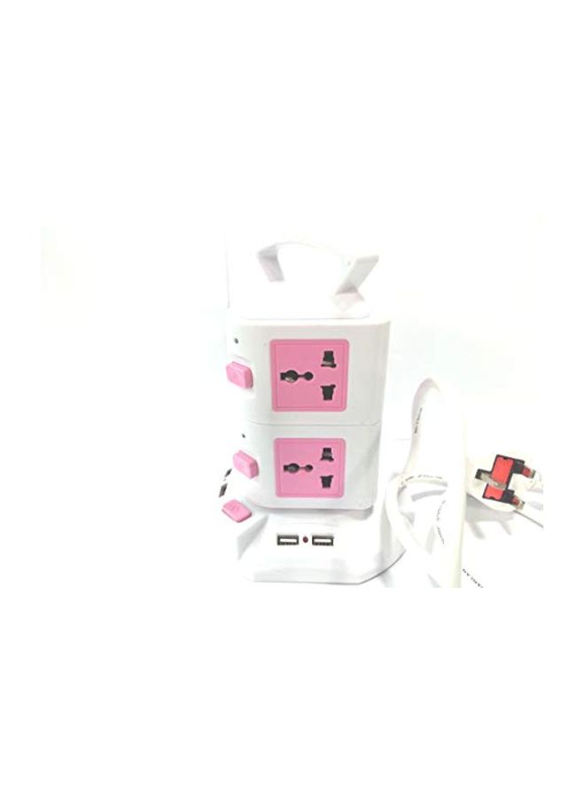 Generic 4-Way Vertical Extension Socket White/Pink  - Image 2