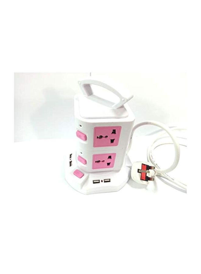 Generic 4-Way Vertical Extension Socket White/Pink  - Image 3