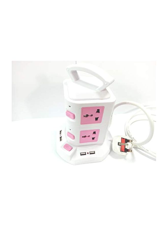 Generic 4-Way Vertical Extension Socket White/Pink  - Image 4