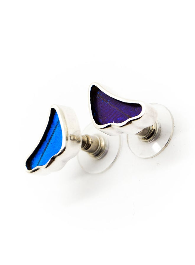 Sterling Silver Wing Shaped Morpho Didius Butterfly Earrings