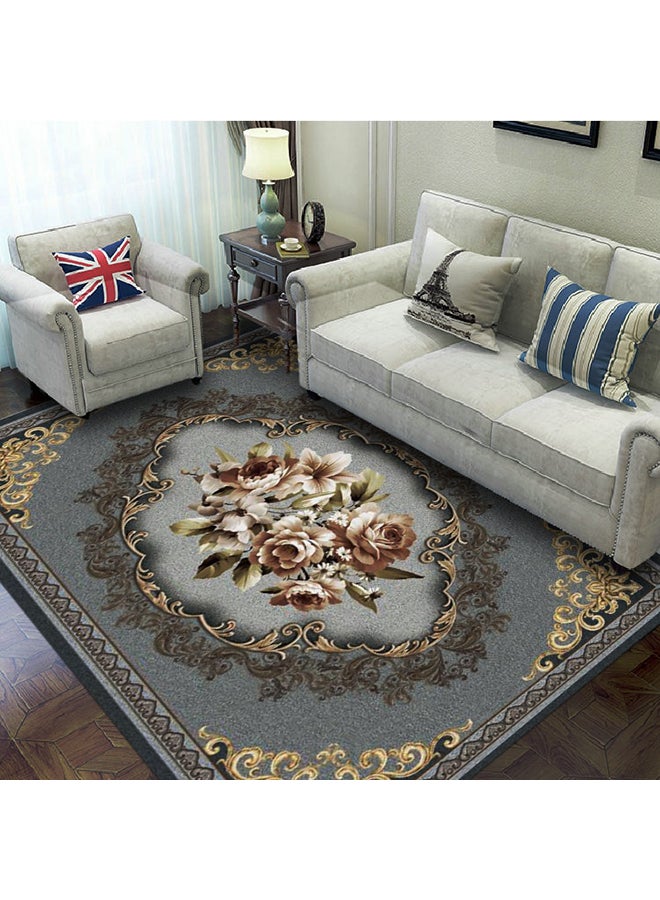 Floral Printed Anti-Slip Living Room Carpet Rectangle polypropylene Multicolour 40x60cm - Image 1