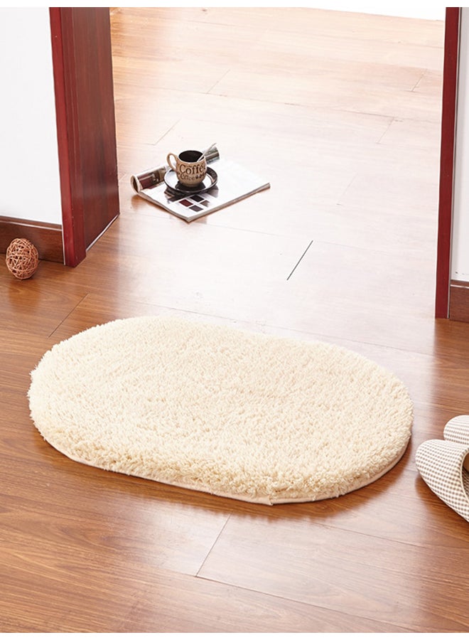 Simple Oval Shaped Doormat Beige 40x60cm 