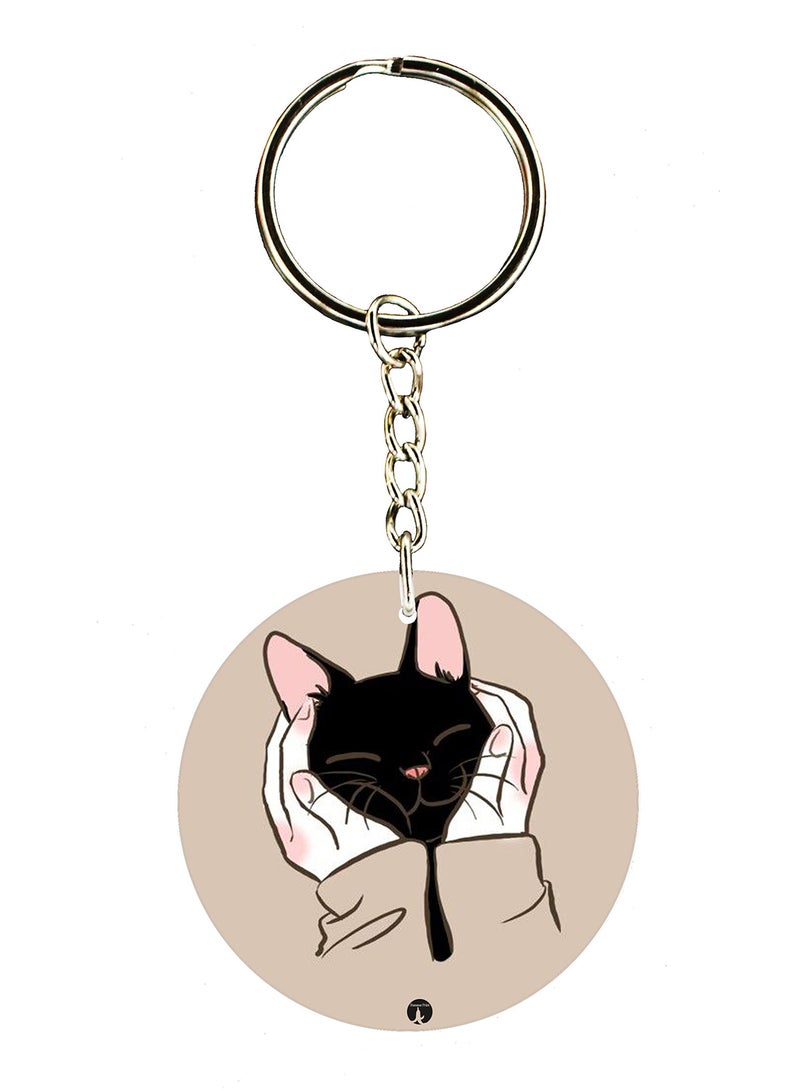 BP Double Sided Cat Printed Keychain