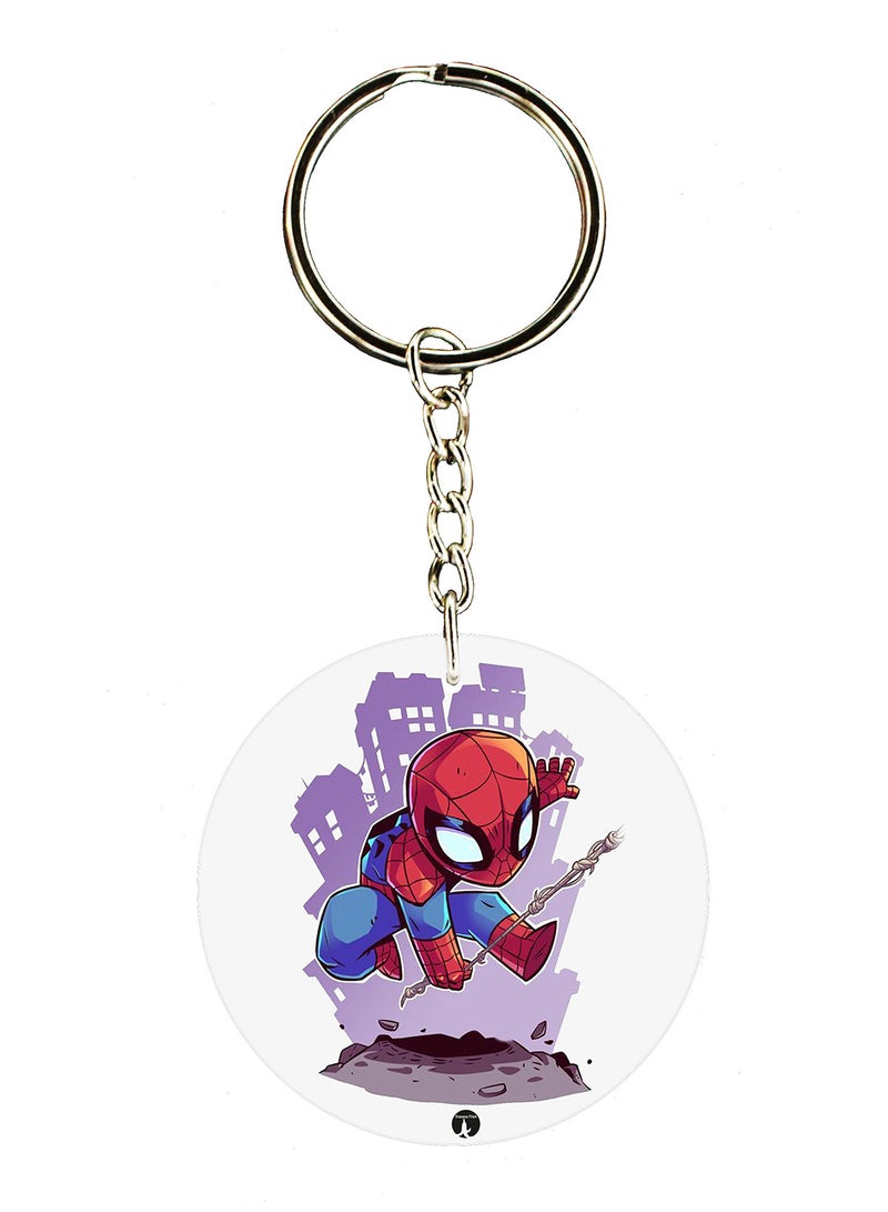 بي بي سلسلة مفاتيح مطبوعة على الوجهين بشخصية سبايدر مان