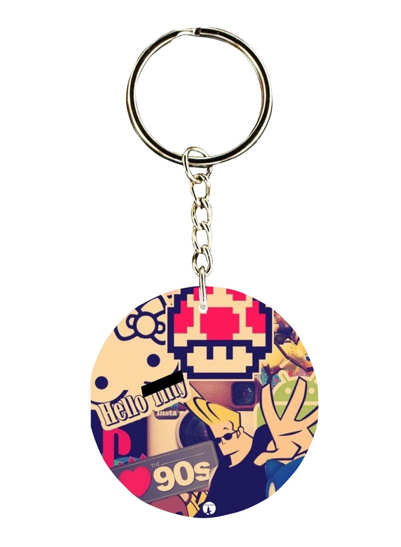 BP Double Sided Random Things Printed Keychain
