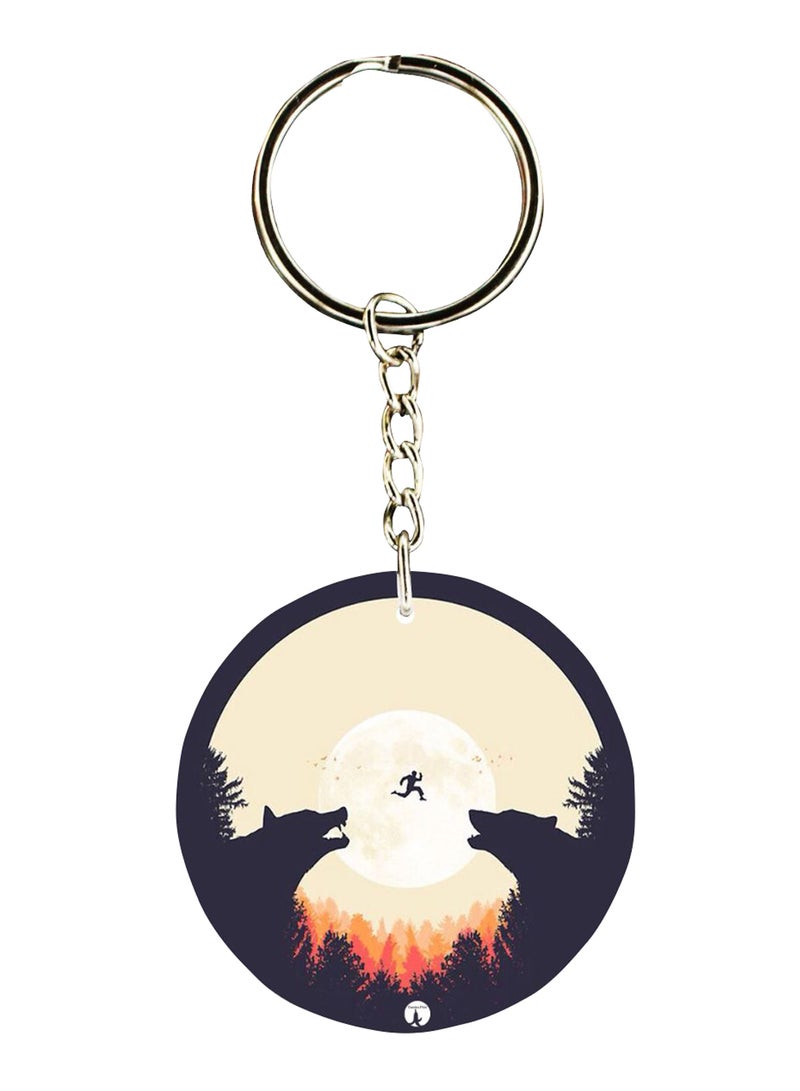 BP Double Sided Wolves Printed Keychain