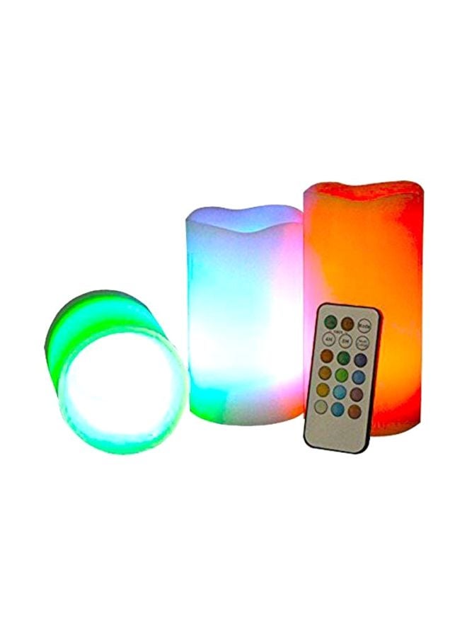 Pack Of 3 LED Candle With Remote Control Green/Orange/Purple 3.5x10.4x6.6inch