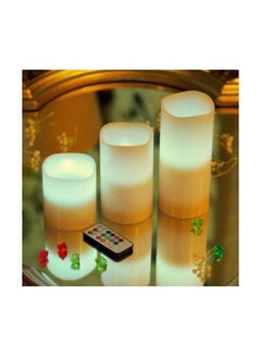 Generic 3-Piece Candle With Remote Cream 7.5x5.15x10cm  - Image 2