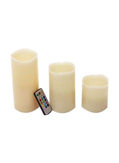 Generic 3-Piece Candle With Remote Cream 7.5x5.15x10cm  - Image 1