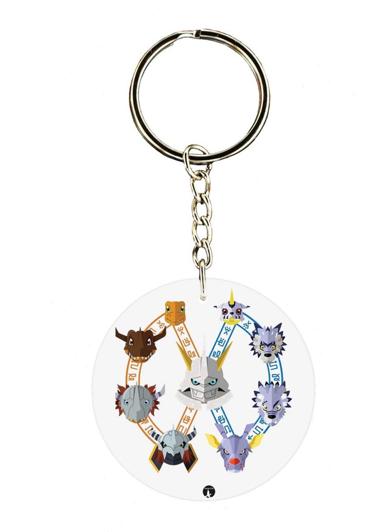 بي بي سلسلة مفاتيح مزينة بطبعة سلسلة الرسوم المتحركة "Digimon"