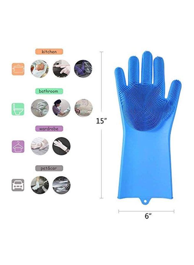 2-Piece Reusable Silicone Gloves Set Blue 25x6inch - Image 2