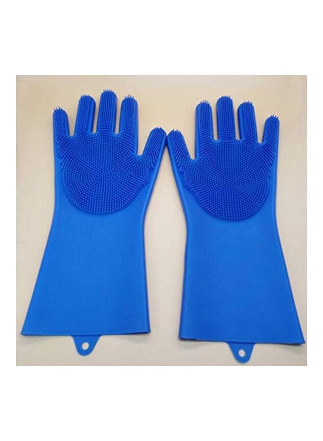2-Piece Reusable Silicone Gloves Set Blue 25x6inch - Image 3