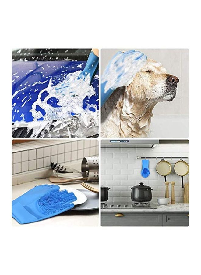 2-Piece Reusable Silicone Gloves Set Blue 25x6inch - Image 4