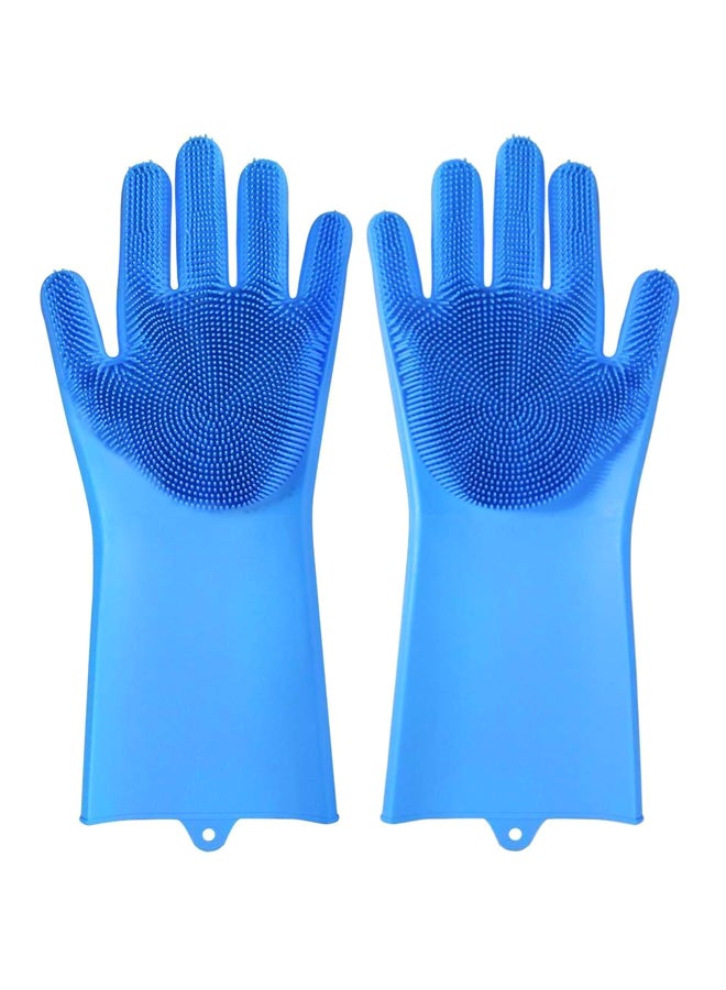 2-Piece Reusable Silicone Gloves Set Blue 25x6inch - Image 1