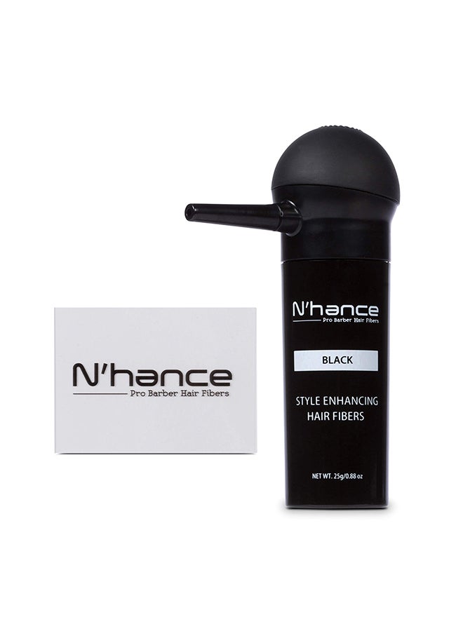 The Rich Barber 2-Piece N'Hance Pro Barber Hair Fibers And Applicator Set Black 25grams  - Image 2