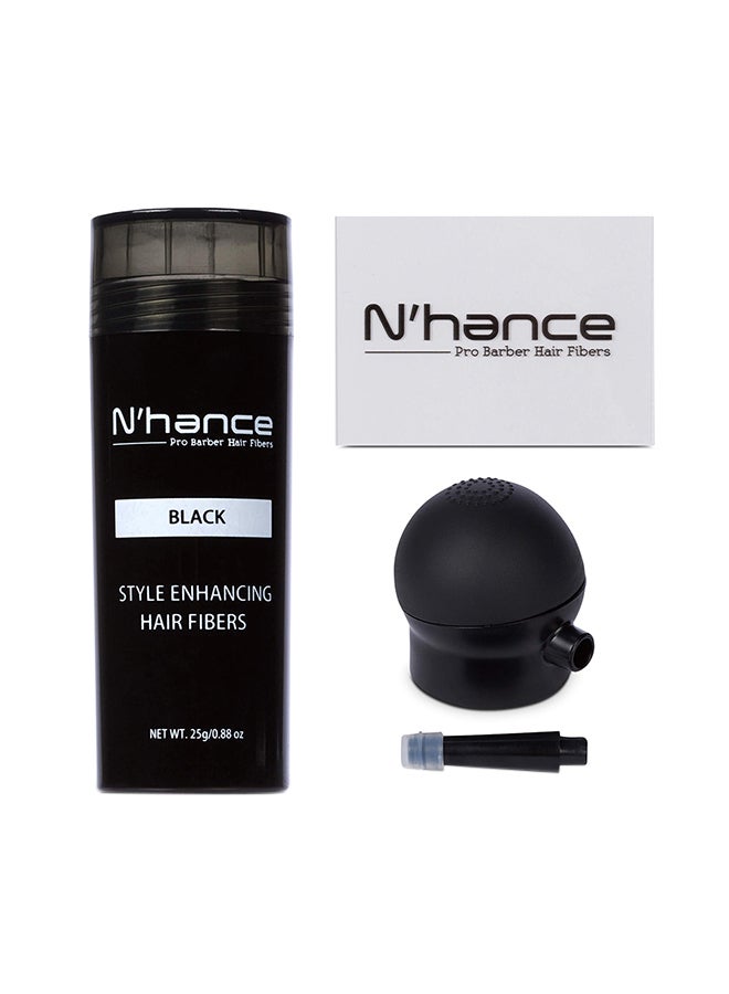 The Rich Barber 2-Piece N'Hance Pro Barber Hair Fibers And Applicator Set Black 25grams  - Image 1
