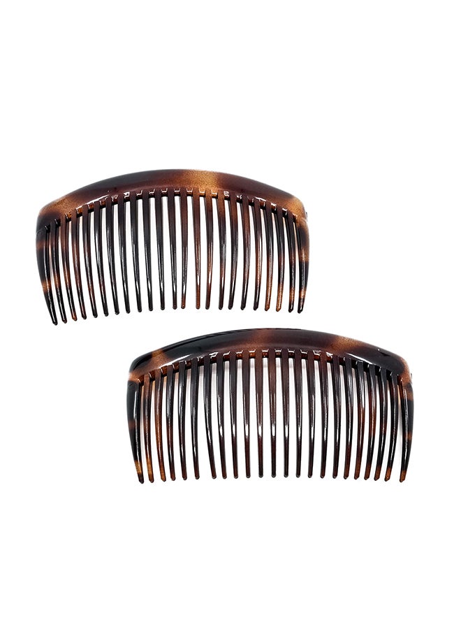 كاميلا مجموعة أمشاط للتصفيفة الجانبية الفرنسية من قطعتين بني 0.2X4X2.5بوصة - Image 1