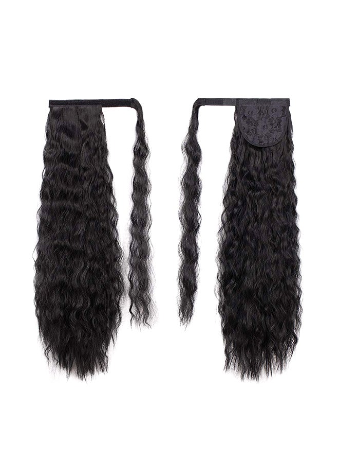 ستامب جلوريس وصلة شعر مسترسل طويلة مزودة بمشبك وبنمط ملتف حول تصفيفة ذيل الحصان أسود 22بوصة