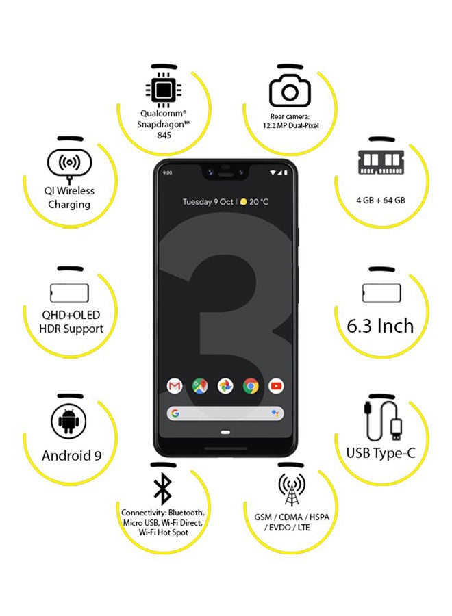 Google - Pixel 3 XL Just Black 4GB 64GB 4G LTE - Image 1