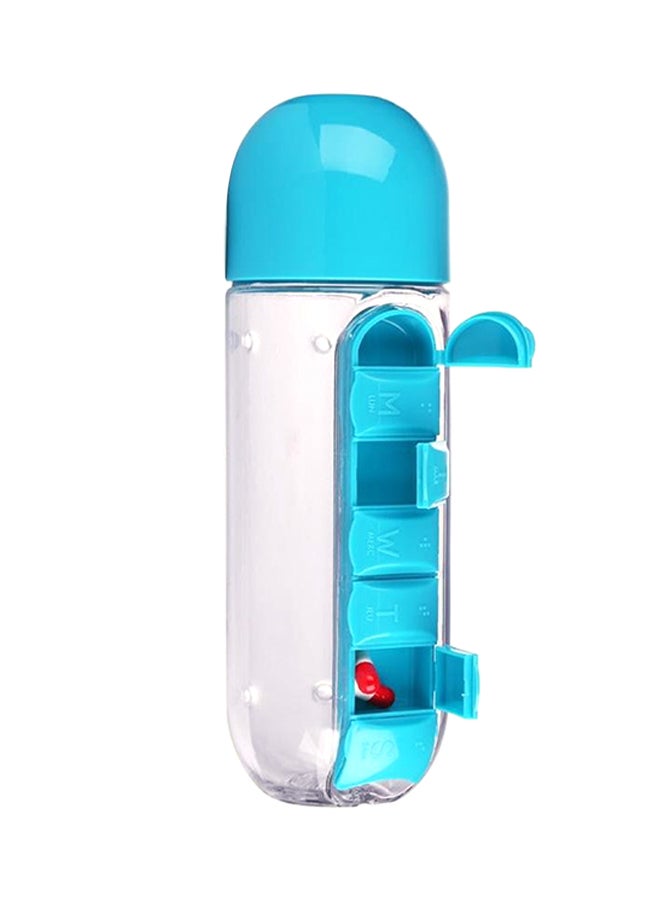 Goldedge Water Bottle With Built-In Daily Pill Box Organizer Blue 7x7x23.5centimeter - Image 3