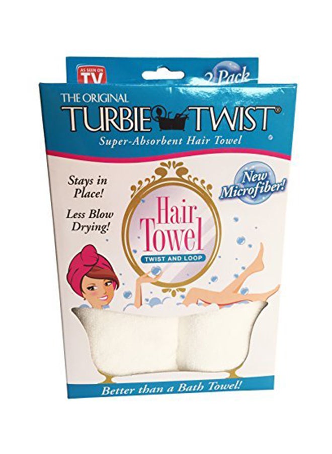 Turbie Twist - Pack Of 2 Microfiber Hair Towel Blue 5X9X2.5inch - Image 1
