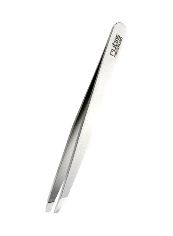 Rubis - Slanted Tip Tweezer Silver 3inch - Image 1