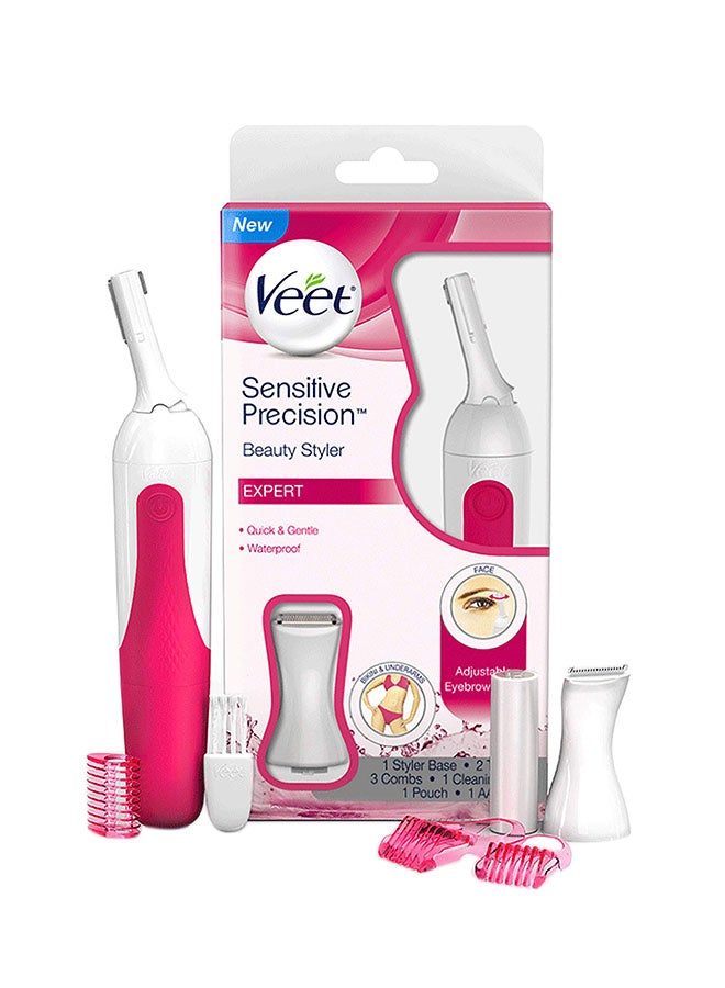Veet 9-Piece Sensitive Precision Beauty Styler Kit Pink/White 7.4X3.9X1.3inch 