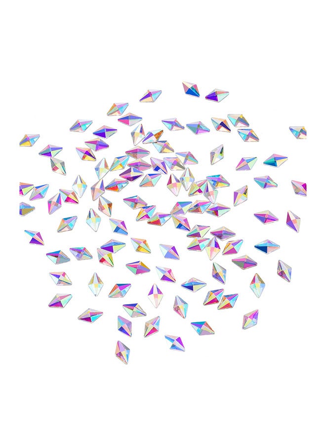 Mudder - 100 Pack Flat Back Crystal Rhinestones Rhombus Gems For Nail Art Multicolour - Image 1
