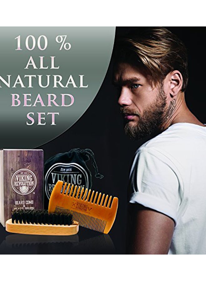 Viking Revolution 2-Piece Beard Comb And Beard Brush Set Brown  - Image 3