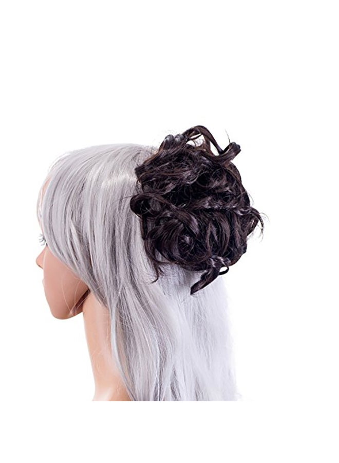 SWACC Short Messy Curly Dish Hair Bun Dark Brown-4  - Image 3