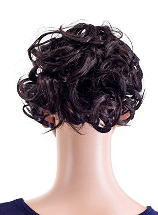 SWACC Short Messy Curly Dish Hair Bun Dark Brown-4  - Image 1