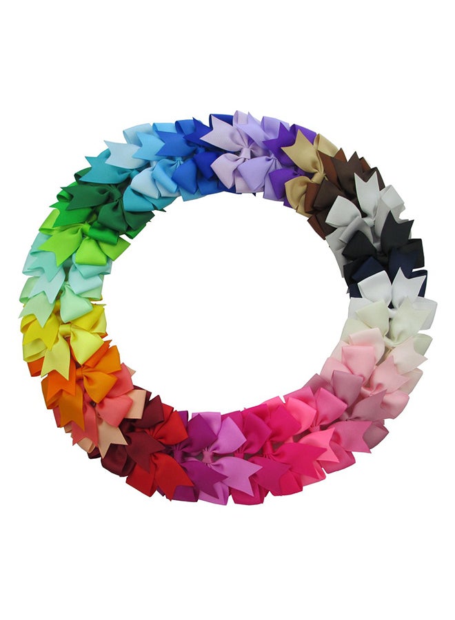 QingHan 40-Piece Ribbon Pinwheel Boutique Hair Bows Clips - Image 1