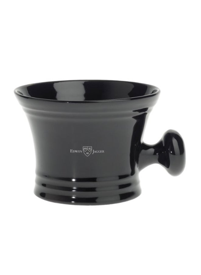 Edwin Jagger Porcelain Shaving Soap Bowl With Handle Black - Image 1