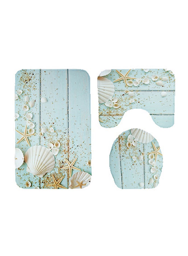 3-Piece Wood Pattern Toilet Cover And Non-Slip Floor Mats Set Green