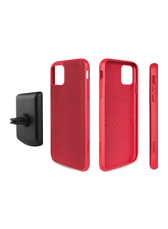 EVUTEC - iPhone 11 PRO Aergo cover / case with AFIX plus Air Vent Car Mount system Ballistic Nylon Red - Image 1