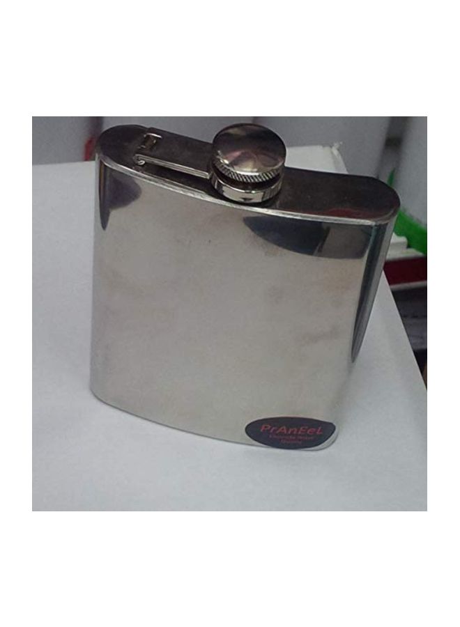 Praneel Steel Mirror Finish Hip Flask Silver 12x9.5cm - Image 2