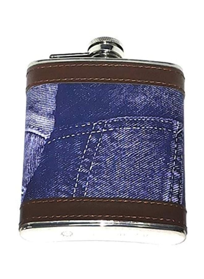 Praneel Stainless Steel Flask Blue/Brown 9.5x12cm - Image 1