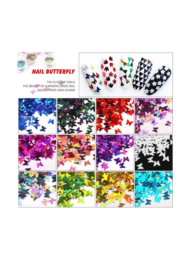 MEILINDS 12-Piece 3D Nail Glitter Multicolour - Image 2